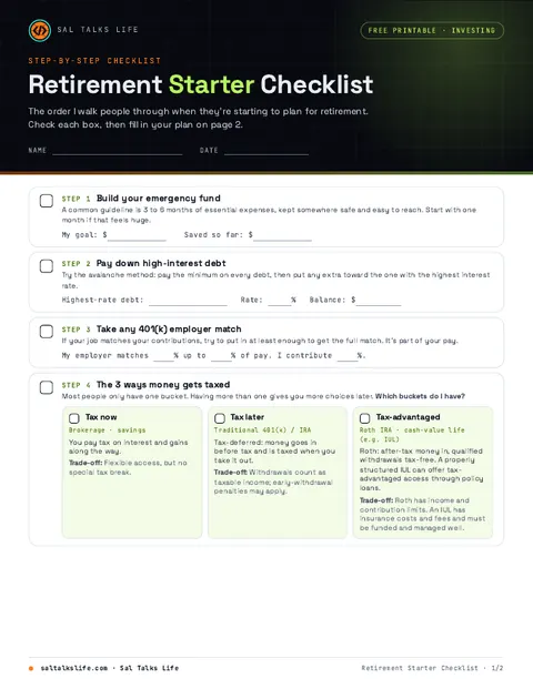 Cover of Retirement Starter Checklist