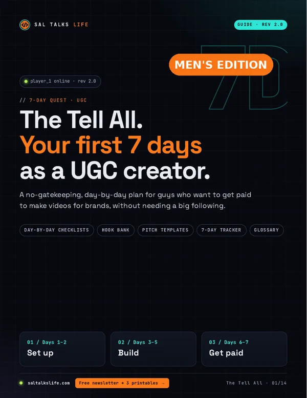 Cover of The Men's Tell All: Your First 7 Days as a UGC Creator